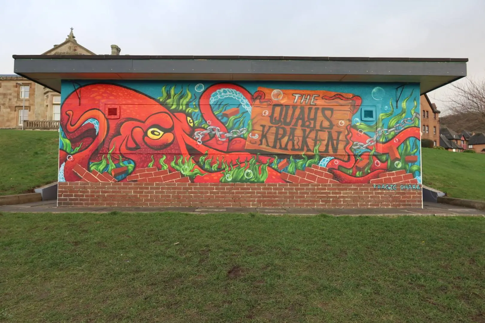 The Quays Kraken mural in Largs, North Ayrshire